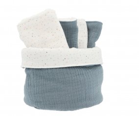 Cesta com seca babinhas Rainbow Dots Azul Personalizvel
