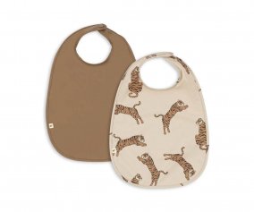 Pack of 2 Waterproof Bibs Tiger / Toasted Coconut