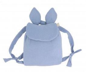 Petit Sac  dos en Mousseline Lapin Bleu Personnalisable