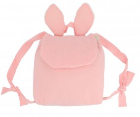 Petit Sac  dos en Mousseline Lapin Rose Blush Personnalisable