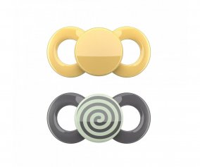 2 Sucettes Physiologiques Dentistar Day & Night Yellow/Spiral