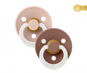 2 BIBS Colour Night Pacifiers Round Blush Glow/Woodchuck Glow