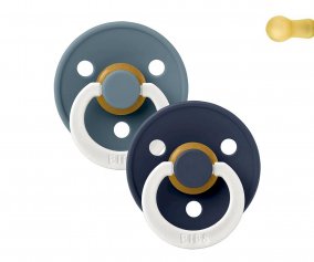 2 BIBS Colour Night Pacifiers Round Petrol Glow/Deep Space Glow