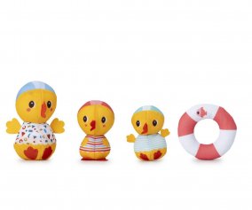 3 patos de banho Aprendendo a nadar