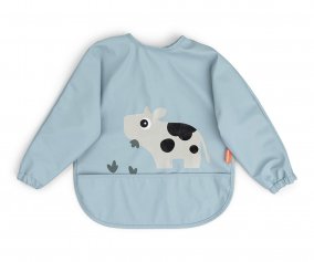 Bavoir  Manches Longues Tiny Farm Blue 6-18 mois Personnalisable