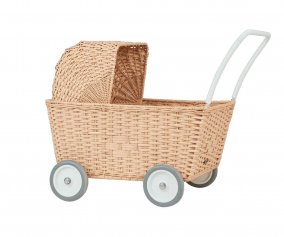 Doll Stroller Rattan Seashell Pink