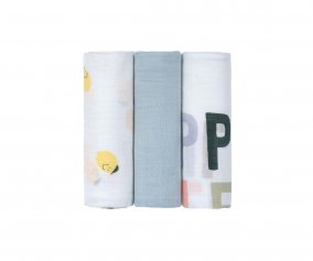 Pack of 3 Happy Fruits Lemon Muslins 80 cm