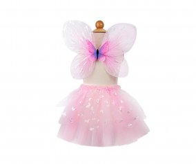 Disfraz Falda y Alas de Mariposa Rosa T.4-6aos