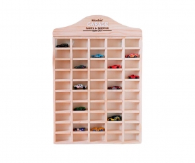 Small wooden shelf for small cars