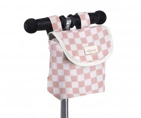 Handlebar Bag Cotton Checkerboard Pink and White
