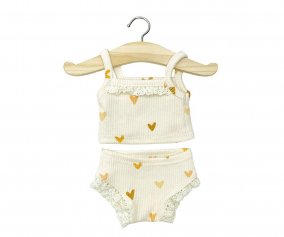 Les P'tits Basiques Ribbed and Lace Brown Hearts Underwear for Gordis Doll
