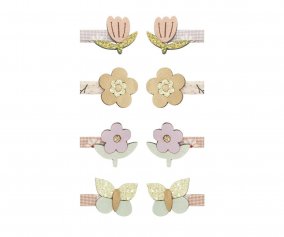 8 Mini Pinzas de Pelo Flores