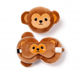 Almohada de Viaje con Antifaz Relaxeazzz Mono Adoramals