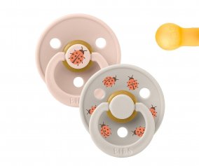 2 Chupetes BIBS Studio Colour Round Ladybug Blush Mix