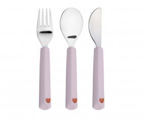 Conjunto Talheres Cabo Silicone Happy Rascals Heart