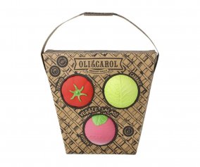 Ensemble de 3 Balles Sensorielles, Anneau de Dentition et Jouet de Bain Veggie Salad 