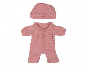 Pyjama Rose avec Bonnet pour Poupes de 38 cm 