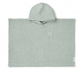 Poncho Paco com Bordado Stripes Peppermint/Creme de la Creme