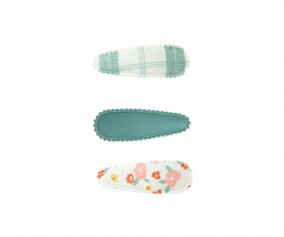3 Clip para Pelo Cottage Snap Fern Plaid + Sunset Meadow