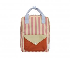 Mochila Escolar Mdio Personalizvel Wonders Stripes Coral Pink e Sandy Yellow 