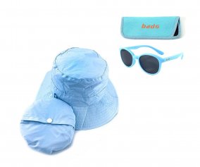culos de sol (2-5 anos) + Chapu de praia infantil UPF50+ azul 