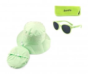 culos de sol (2-5 anos) + Chapu de praia infantil UPF50+ verde 
