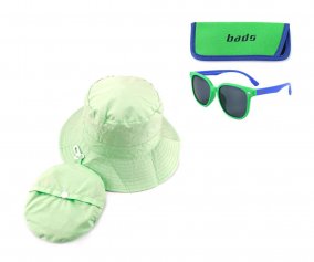 culos de sol (6-12 anos) + Chapu de praia infantil UPF50+ verde 