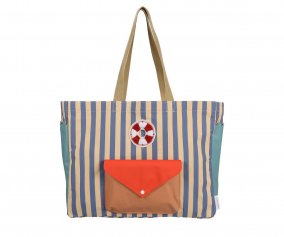 Bolso Shopper Stripes Blue Whale+Sandy Yellow Wonders of The Deep Sea